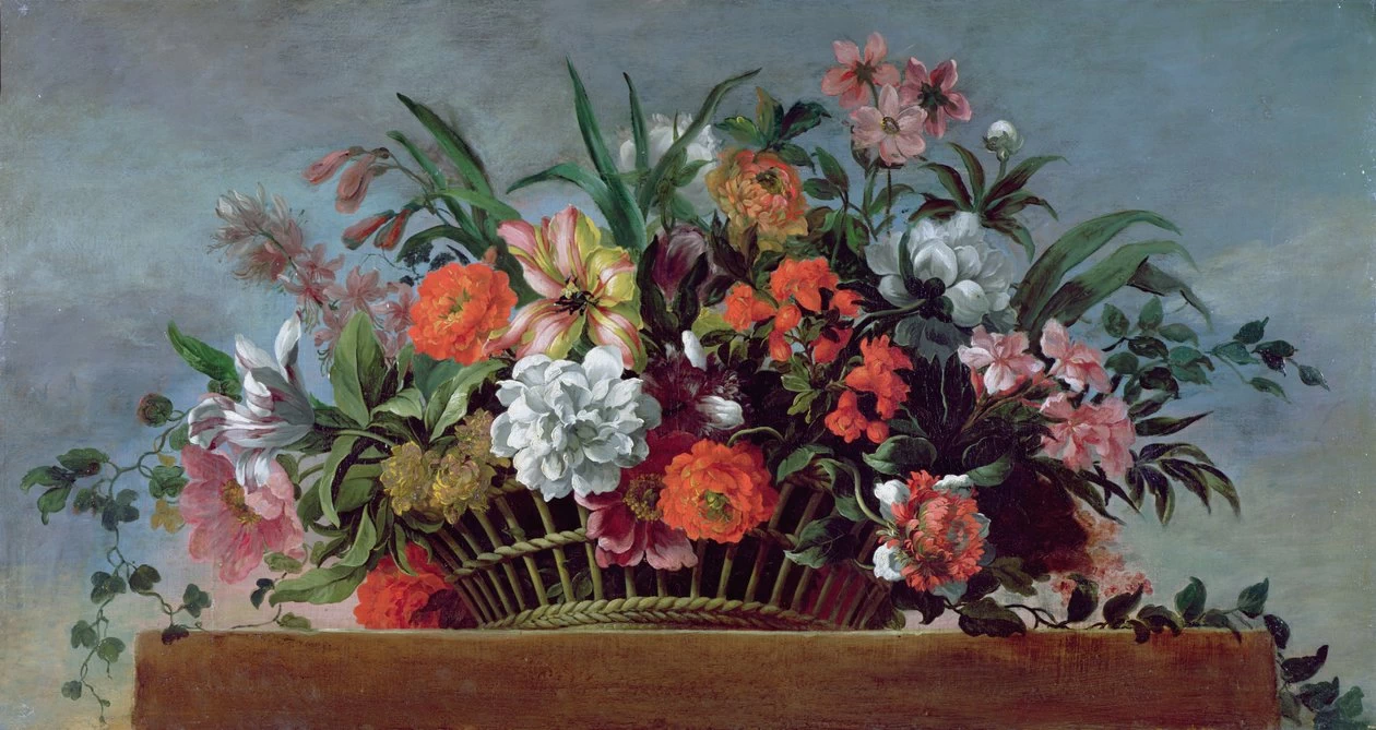 Cesto intrecciato pieno di fiori - Château de Versailles